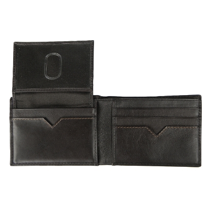Andrew Philips® Leather Contrast Stitch Billfold Wallet -  open